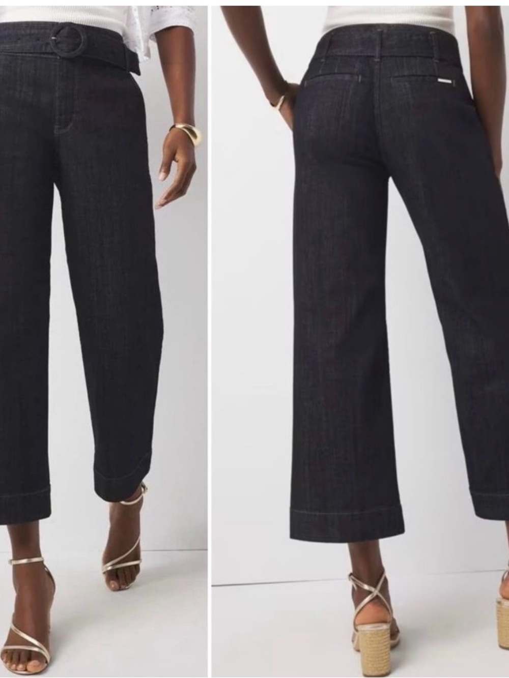 NWT White House Black Market Dark Blue Cropped Wide-Leg Jeans 8R